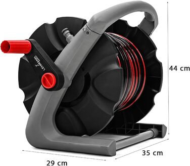 Намотувач садового шланга 20 м - настінний, з ручкою для перенесення - мобільний барабан для шланга з розпилювачем та з'єднувачами 1/2 / 3/4 - підключення до крана 3/4