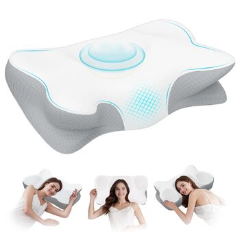Подушка з піни з ефектом пам&39яті, подушка для підтримки шиї, ергономічна подушка, подушка для шиї, ортопедична подушка, подушка від болю в шиї, для сну на боці, спині та животі (сіра)