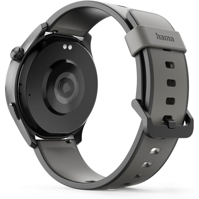 Розумний годинник Hama (сховище музики, кольоровий AMOLED-дисплей 1,43 дюйма, скло Panda Glass, GPS, функція телефону, водонепроникність, WhatsApp, голосовий помічник, трекер сну, 110 спортивних режимів, крокомір, пульсометр тощо) чорний
