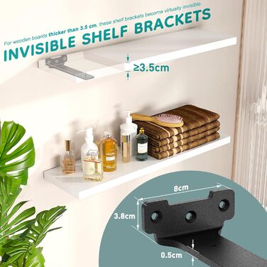 Кронштейни для полиць, 25 см, металеві опори для полиць з гвинтами, вантажопідйомність 70 кг, чорні, 25 см - 4 шт. у упаковці чорного кольору, 4