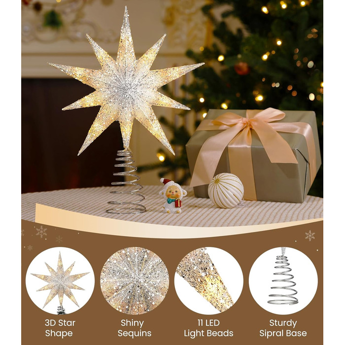 Різдвяна верхівка для ялинки у формі зірки Luxspire