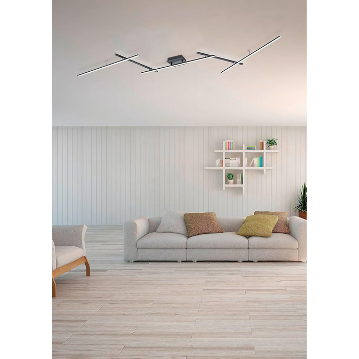 Стеля LED-світильник Trio Leuchten Arvin 628410532, матовий чорний метал, 22 Вт, з пультом керування та зміною кольору
