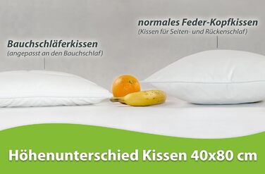 Подушка для сну на животі 40x80 Ергономічна подушка Плоска подушка для сну Бавовняна, яку можна прати 40 x 80 см