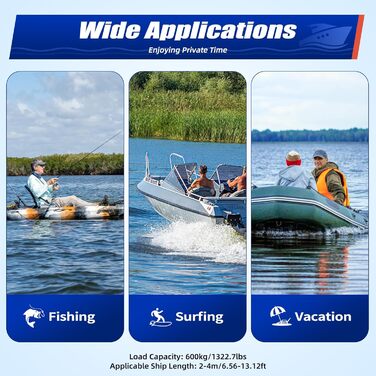 Електричний човновий мотор, електричний підвісний мотор для човнів, надувних човнів, каяків, каное, риболовлі та веслування, максимальне навантаження 600 кг, 12V 60LBS