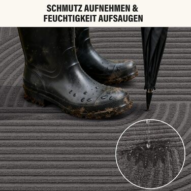 Килимок для вловлювання бруду FEOMOS для приміщень/зовнішнього використання 50x80 см, нековзний абсорбуючий килимок для дверей, який можна прати та міцний, для вхідних дверей, коридору, балкону, кухні - сірий