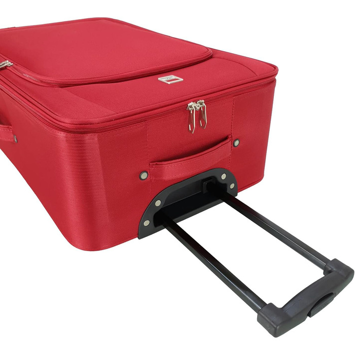 Дорожня валіза-візок SIGN Fabric Suitcase з коліщатками (ручна поклажа, середня, велика, дуже велика) (червона, ручна поклажа (51 см)) Ручна поклажа (51 см) червона