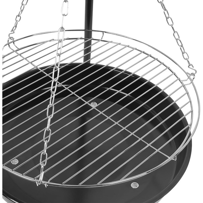 Гриль-тринога з ланцюгом, висота 150 см, з решіткою 46 см, чашею для вогню 50 см, вугільний гриль