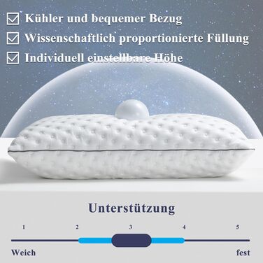 Подушка BedStory з піни з ефектом пам&39яті, регульована по висоті 40x80, подушка з подрібненої піни з ефектом пам&39яті, сертифікована Oeko-Tex подушка для підтримки шиї для сну на спині та боці, чохол, який можна прати, комплект з 2 шт.