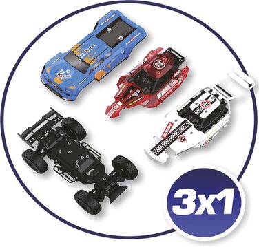 Конструктор радіокерованого авто NincoRacers Stream 3 RC-машина для самостійного збирання (120 деталей) Технічна іграшка з 3 кузовами Для дітей від 8 років (NH93180)