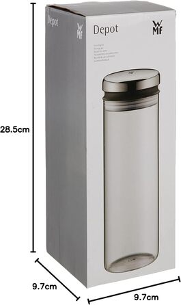 Скляна банка WMF Depot 1,5 л, висота 28,5 см, з кришкою. Банка для кави, чаю, круп, цукру, борошна ідеальна для зберігання сипучих продуктів з широкою горловиною, 1,5 л