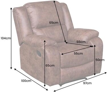 Зручне кінокрісло Riess Ambiente Hollywood Cinema - Антично-коричневий - Розкладне крісло зі штучної шкіри з регульованою спинкою, коричнева штучна шкіра
