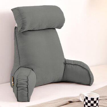 Велика подушка для читання для дивана, крісла, ліжка, підлокітника, м&39якої подушки, подушки для підтримки попереку, спинки, подушки для відпочинку, подушки для талії, подушки для підтримки спини та читання, 75 x 40 x 55 см, сірий 2 75*40*55 см сірий