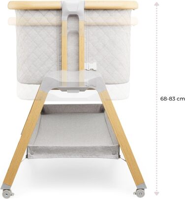 В-1 приліжкове ліжечко/дитяче ліжечко та дорожнє ліжечко з матрацом - 7-рівневе регулювання висоти, знімна бічна панель, 4 транспортні колеса, для дітей вагою до 9 кг, 3-