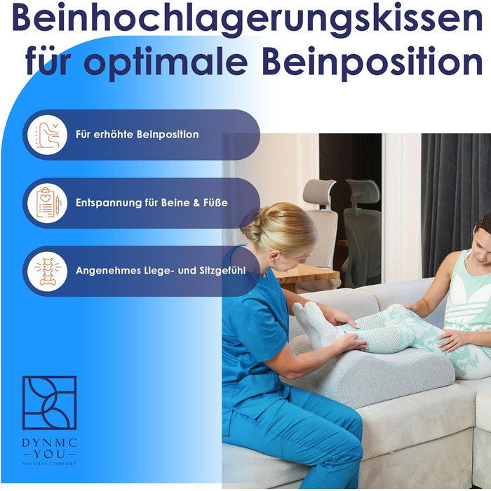 Подушка для підняття ніг Подушка для підняття ніг Ергономічна подушка для підняття ніг для дорослих, сертифікована Oeko-Tex, для розслаблення ніг і колін у ліжку та на дивані XL (25 см)