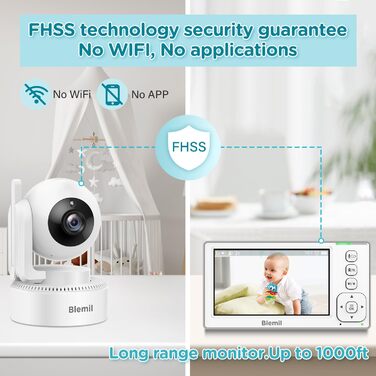 Оновлена версія Blemil, монітор із розділеним екраном 4,3 дюйма IPS із 29-годинним акумулятором, відеоняня з панорамуванням і нахи