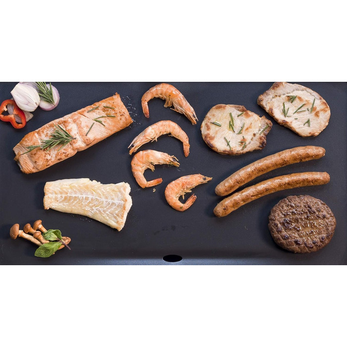 Електричний настільний гриль Bestron, пластина для гриля планча/теппаньякі з антипригарним покриттям, задоволення від гриля до 4 осіб, 2 000 Вт, колір Чорний, 47,5 х 25,5 см