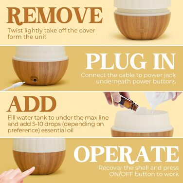 Аромадифузор SALKING, дифузор для ефірних олій обємом 300 мл, ультразвуковий ароматерапевтичний дифузор із функцією автоматичного вимкнення, білий дифузор із текстурою дерева для домашнього офісу чи йоги