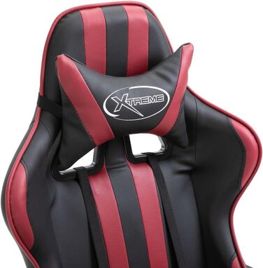 Геймерське крісло, бордова штучна шкіра, з високою спинкою та регульованою висотою сидіння для ергономічних посадок, функцією повороту на 360 градусів та механізмом нахилу, включаючи 5 аксесуарів. 30 x 18 x 5 см, бордовий