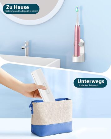 Електрична звукова зубна щітка для дорослих - відбілююча ультразвукова електрична зубна щітка з дорожнім кейсом та зарядною станцією, з 8 насадками, 5 режимами чищення, рожеве золото