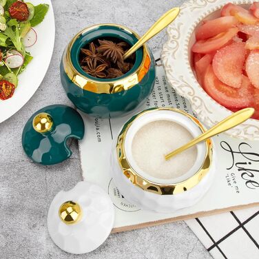 Банки для спецій, керамічна цукорниця з кришкою та ложкою для дому та кухні, альтернатива стійці для спецій та стійці для спецій д