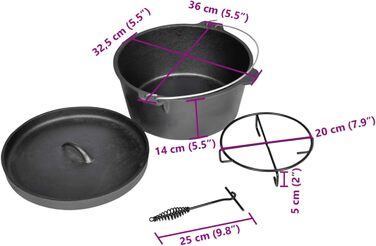 Голландська піч 9QT Гриль горщик жаровня чавунний горщик для каміна