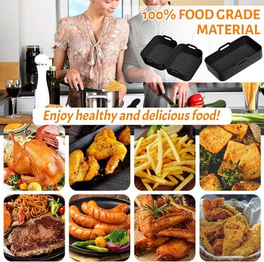 Силіконова форма для фритюрниці Ninja, аксесуари для фритюрниці Ninja Foodi для AF500EU, аксесуари для фритюрниці з силіконовою вставкою для двозонної фритюрниці, багаторазові (3 шт. ) (A)