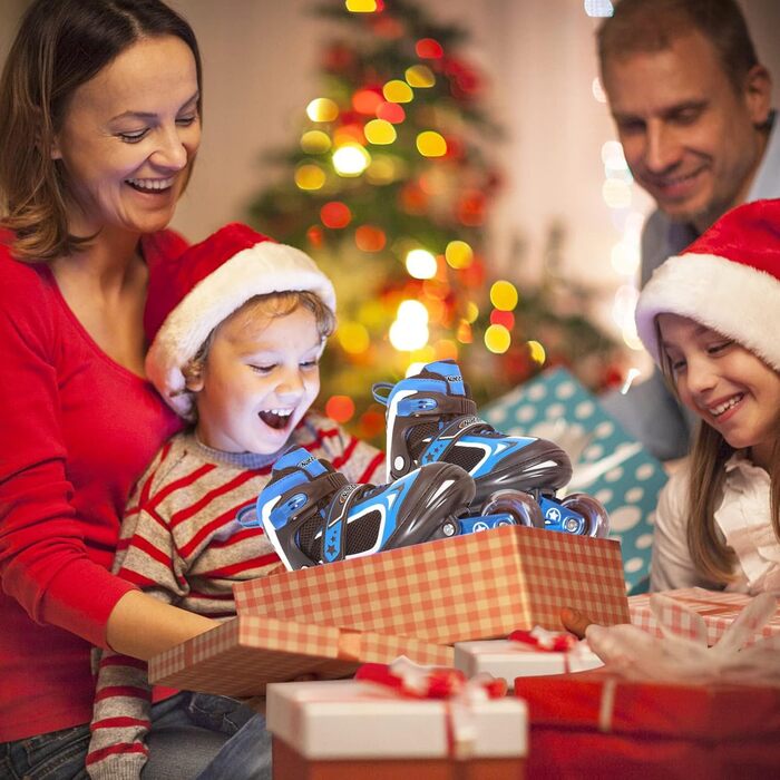 Роликові ковзани Nattork для дітей з підсвічуванням колеса, підсвічування роликових ковзанів для вулиці та приміщень для дітей середнього та великого віку (32-36 років), синього кольору