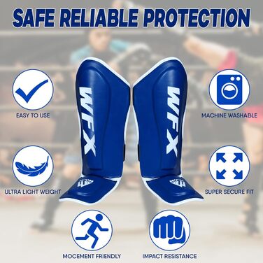 Щитки для гомілок для дітей ММА Муай-тай Кікбоксинг Хлопчики та дівчатка, сині
