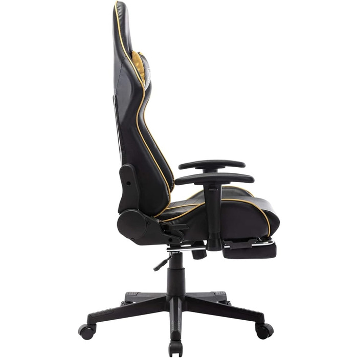 Ігрове крісло з підставкою для ніг, офісне крісло, ігрове крісло, обертове крісло, письмове крісло, чорно-золота штучна шкіра