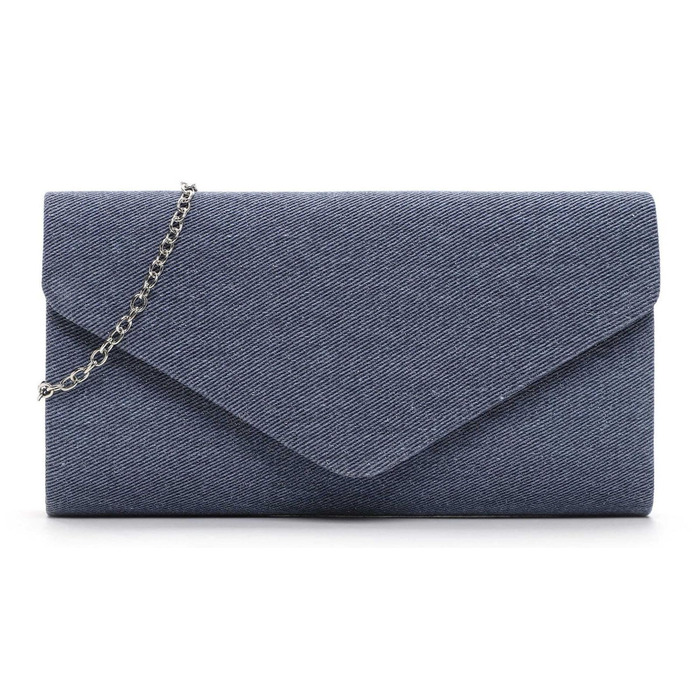 Клатч TAS Amalia Denim 33806, жіноча сумочка, однотонний синій колір, універсальний розмір