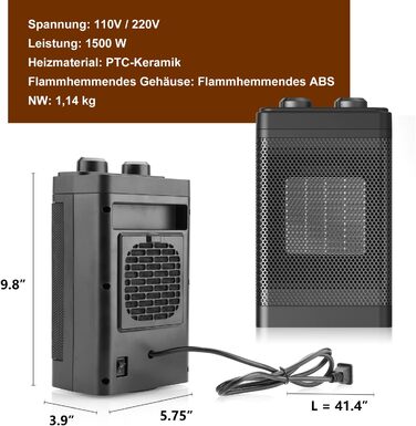 Енергозберігаючий вентилятор-обігрівач - 1500 Вт/2 с швидкий нагрів/3 режими нагріву/коливання 70/тихий обігрівач із захистом від перекидання та перегріву, керамічний вентилятор-обігрівач для офісу, спальні