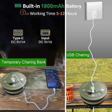 Кемпінгові гірлянди, висувні, портативні акумуляторні світлодіодні гірлянди 3-в-1 з 8 режимами освітлення, водонепроникний кемпінговий ліхтарик для кемпінгу, подвір&39я та походів, USB 1800 мАг, теплий білий RGB, 10 м