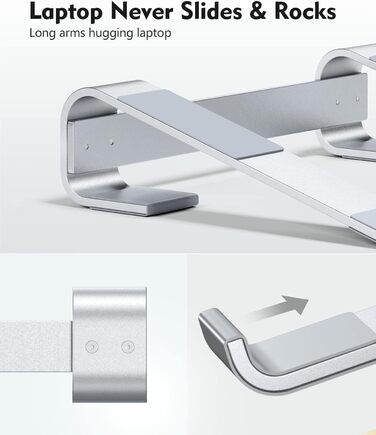 Підставка для ноутбука на стіл, ергономічна, алюмінієва, з вентиляцією, сумісна з MacBook Air/Pro, Dell XPS, HP (1117,3 дюйми), срібляста ідеально для домашнього офісу Z-silver