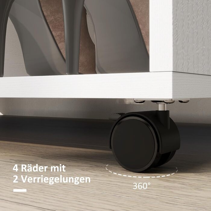 Шафа на колесах, Мобільна шафа, 1 вішалка для одягу, 3 полиці, Шафа, Вішалка для одягу на колесах для коридору, спальні, 80 x 40 x 128 см, Білий