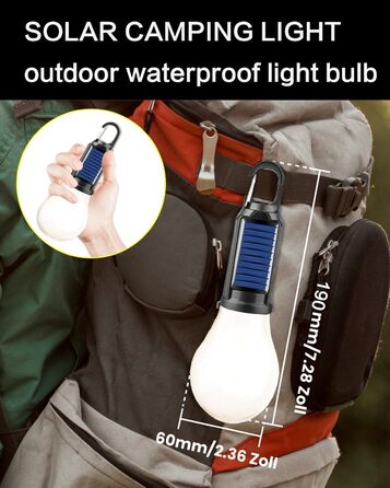 Світлодіодний ліхтар для намету з сонячним живленням від USB, акумуляторний портативний кемпінговий ліхтар, 3 режими освітлення, відкритий підвісний ліхтар з гачком, теплий білий ліхтар для намету, походи, ніч, риболовля, аварійний режим, 5 шт.