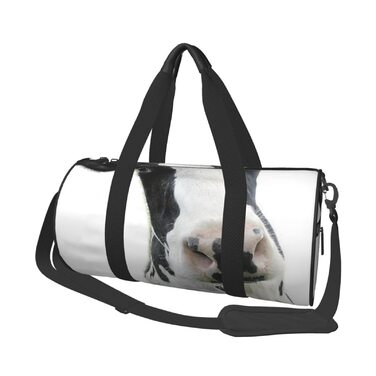 Дорожня сумка з кумедним принтом корівки, чорно-біла, спортивна сумка для чоловіків та жінок, сумка-мішок, спортивна сумка