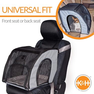 Автокрісло для собак K&H Pet Products, закрите, дорожнє, безпечне для домашніх тварин, автокрісло для собак, мякі боковини, крита переноска для домашніх тварин, миється, кілька входів, сітчасте вікно