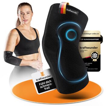 Бандаж для ліктя тенісиста/ліктя гольфіста, бандаж з гелевими накладками, зроблено в Німеччині, для жінок та чоловіків, для спорту та щоденного використання (чорний, L, двосторонній) Двосторонній Чорний L