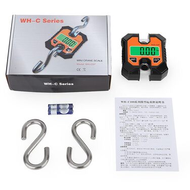 Електронні гачкові ваги, портативні цифрові підвісні ваги з HD LCD-дисплеєм та функцією блокування, для промислового використання, вуличних ринків, зважування на полюванні