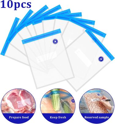 Вакуумні пакети, Вакуумні пакети для зберігання Пакети, Герметичні пакети, 10 шт. 22x28 см Sous Vide Пакети з насосом Морозильні пакети Багаторазові вакуумні вакуумні пакети для приготування їжі Zipper