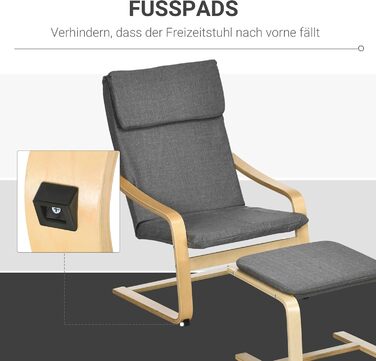 Крісло-реклайнер HOMCOM з підніжкою, крісло для відпочинку з лляним виглядом, сучасне крісло під телевізор, м&39яке крісло для вітальні, спальні, сірий колір