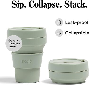 Складана кавова кружка для носіння в дорозі, 355 мл, багаторазова та складна силіконова дорожня кружка з кришкою, портативна, кишеньковий розмір, можна мити в посудомийній машині, колір шавлії, один розмір, сіро-зелений
