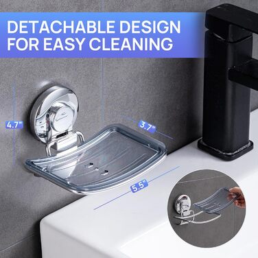 Хромована мильниця для ванної кімнати, всмоктувальна мильниця Max Hold 5 KG без свердління, нержавіюча, водонепроникна, настінна м