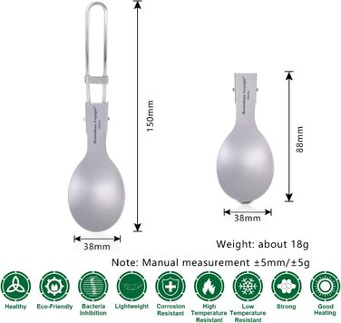 Безмежна подорож Титанова складна ложка Набір виделок Spork Посуд для кемпінгу на відкритому повітрі Титанові столові прибори Ланч