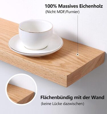 Плаваюча дерев&39яна полиця, настінна полиця дуб 30 см, комплект з 2 предметів, маленька полиця дубова настінна дошка, полиця для спецій, полиця для ванної кімнати, спальні, вітальні, кухні 30 см 2 шт. (натуральний дуб)