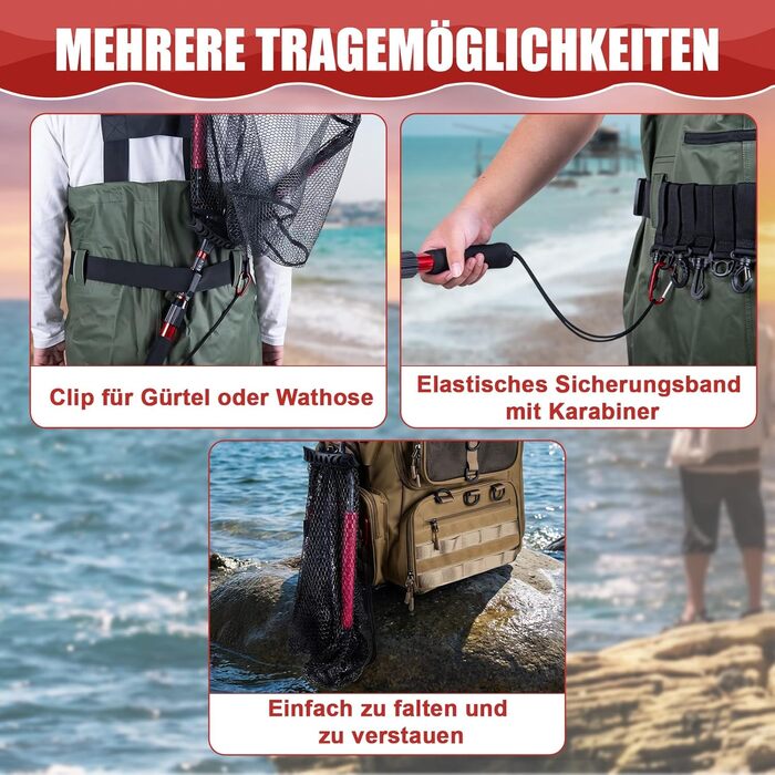 Телескопічна рибальська сітка Goture з плаваючою конструкцією NBR, складний підсак з гумованою ПВХ сіткою, висувна ручка 42,5-112 см для форелі, окуня, щуки, червоної