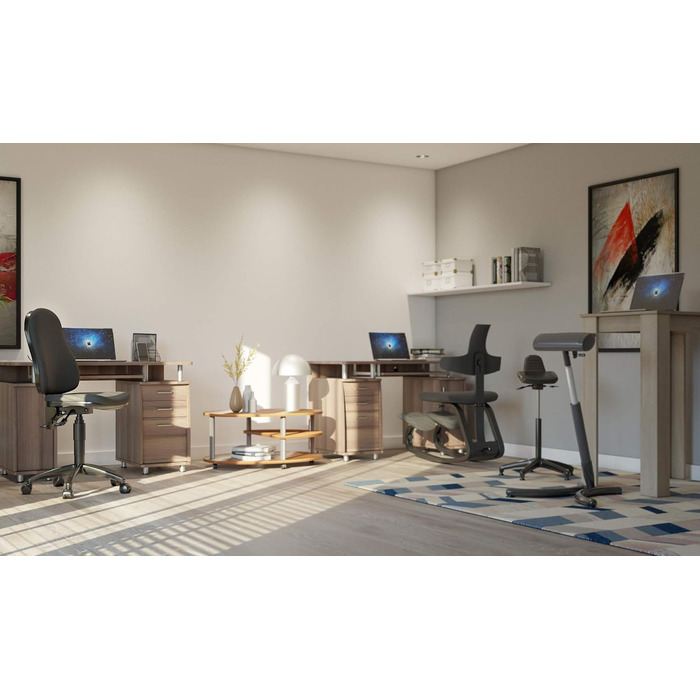 Офісне крісло, стілець для столу, тканина, обертовий, чорний, 44Г x 45Ш x 113В см, 60