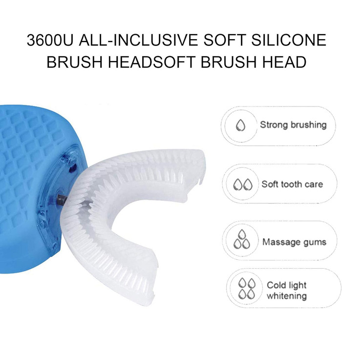 Електрична ультразвукова зубна щітка 360 Автоматична зубна щітка Повністю автоматична ультразвукова U-подібна інтелектуальна чистяча зубна щітка Дитяча зубна щітка Звукова зубна щітка бездротова (біла)
