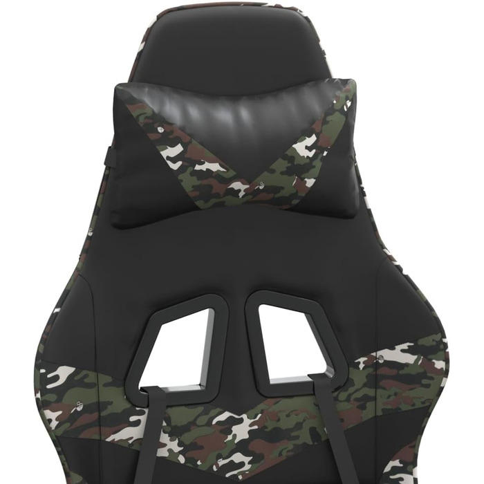 Геймерське крісло з підставкою для ніг, обертове, чорний камуфляж, штучна шкіра, регульована висота спинки, ергономічне, зручне, міцний матеріал, брудовідштовхувальне, функція повороту на 360 градусів, 36,5 x 42 см (Ш x Г), зелений колір