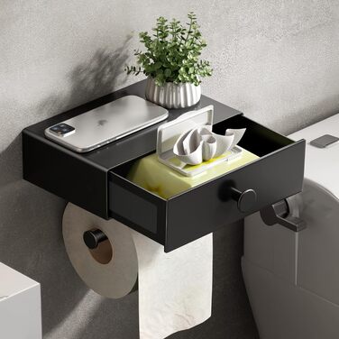 Тримач для туалетного рулону Без свердління, тримач для туалетного рулону З ящиком для вологих серветок Тримач для туалетного руло